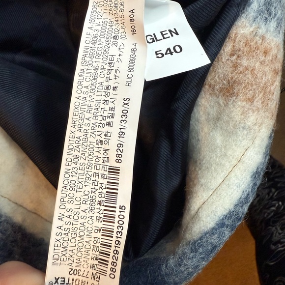 NWT Zara Oversized Wool Blend Plaid Shirt Jacket Shacket Cream Brown XS - Picture 5 of 7